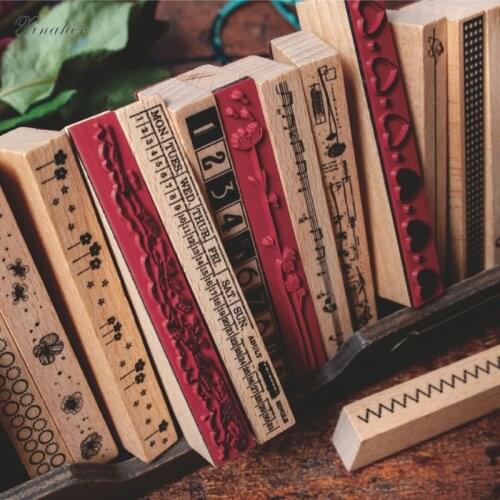 Vintage plant ticket ruler note decoration stamp wooden rubber stamps for scrapbooking stationery DIY craft standard stamp