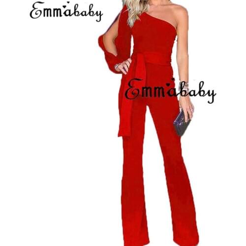 New Fashion Women Ladies Clubwear Summer Playsuit Bodycon Party Jumpsuit One Shoulder Romper Trousers Black White Red Green