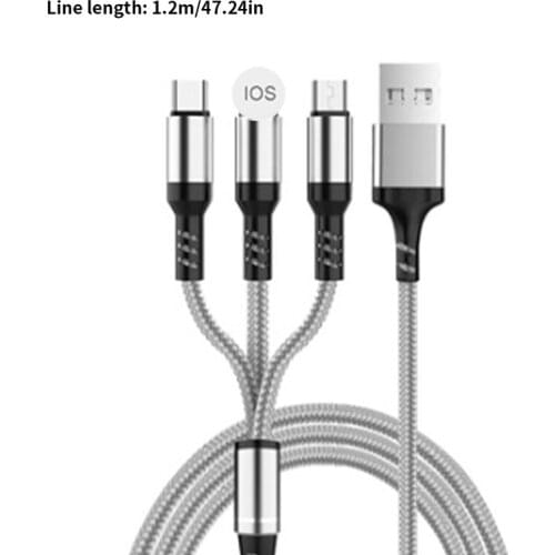 1.2M 3 IN 1 Type C 8Pin Micro USB Cable Fast Charging Mobile Phone Cables Cord 2.8A For IPhone 12 11 Xr X XS 7 6 SE Plus Charger