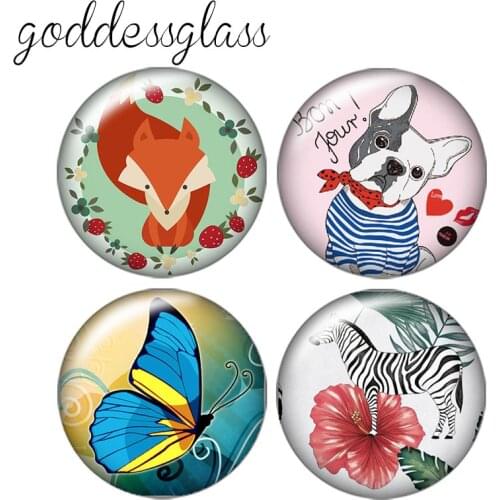 Lovely Animals Dog butterfly 10pcs 12mm/18mm/20mm/25mm Round photo glass cabochon demo flat back Making findings ZB0427