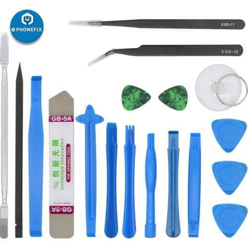 18pcs Plastic Spudger Pry Tool Suction Cup Opener Anti-Static Tweezers LCD Screen Repair Kit for iPhone Samsung Laptop Table PC