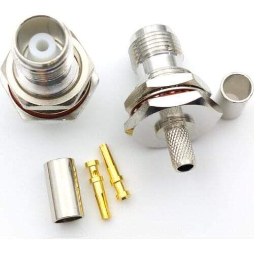50PCS COPPER 50 Ohm TNC female Crimp for RG58 RG142 LMR195 coaxial CABLE