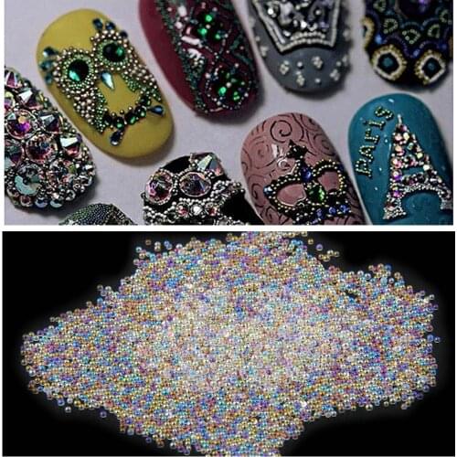 8g Colorful Micro Beads Rhinestone Mix Gradient Color 3D Tip Nail Decoration For UV Gel Manicure Nail Art