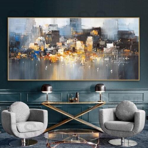 Abstract Aesthetics City Building Landscape Canvas Painting Wall Art Pictures Posters and Prints Living Room Home Artwork Decor