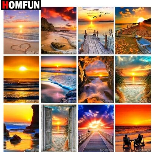 HOMFUN Full Square/Round Drill 5D DIY Diamond Painting "Sunset scenery" Embroidery Cross Stitch 5D Home Decor Gift