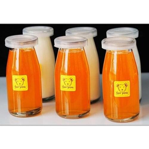 Free Shipping 2pcs 200ML Milk Glass Bottle Fruit Juice Flower Tea Glass Bottle Yogurt Containers Jelly Cup Mousse Tray