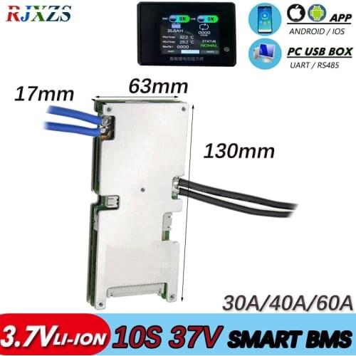 BMS 10S 30A/40A/50A active smart bms 10s 42v Li-ion smart bms pcm with android Bluetooth app UART bms wi software (APP) monitor