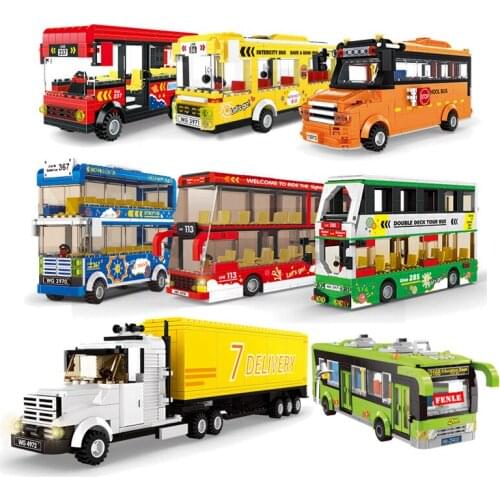 Toys & Hobbies 235Pcs City Express Bus Building Blocks Sets SAFE COMFORT FAST Juguetes Bricks Figures Educational Kids