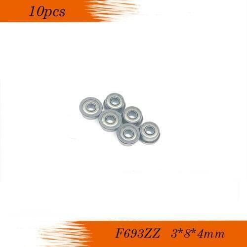 F693ZZ 3x8x4mm ABEC-1 F693 ZZ Flange Bearing Deep Groove Ball Bearing Mini Ball Bearing 10pcs F693-2Z