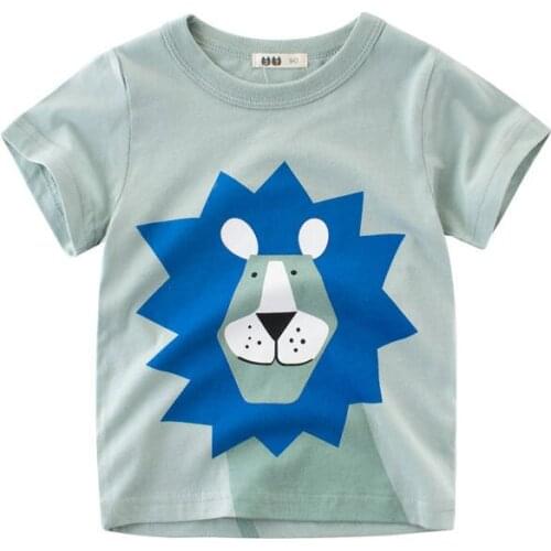 2019 New Summer Boys T-shirt Short Sleeves Cotton Kids Boy T-shirt Lion Giraffe Elephant Printed for Choose Children Clothing