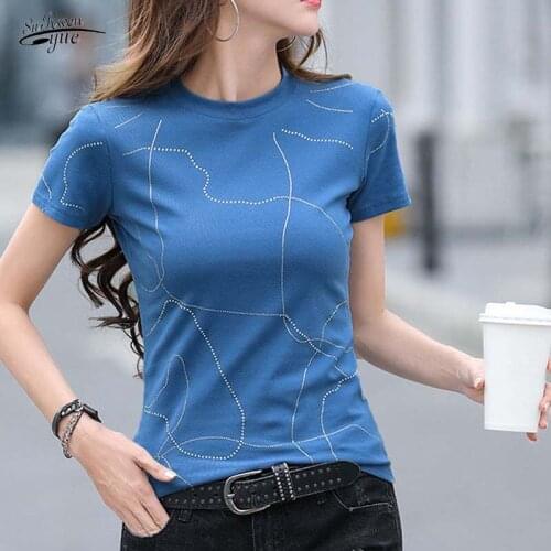 T-shirt summer cotton T-shirt women loose print O-neck women 2021 new T-shirt clothes T-shirt women tights 15644