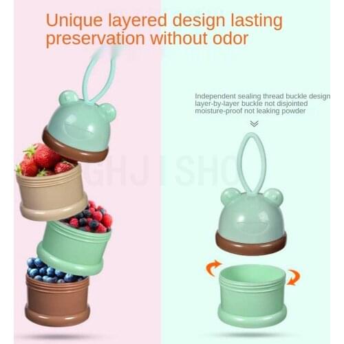 3 Layers Baby Food Storage Box Frog Style Portable Essential Cereal Cartoon Infant Milk Powder Toddle Snacks Container for Food