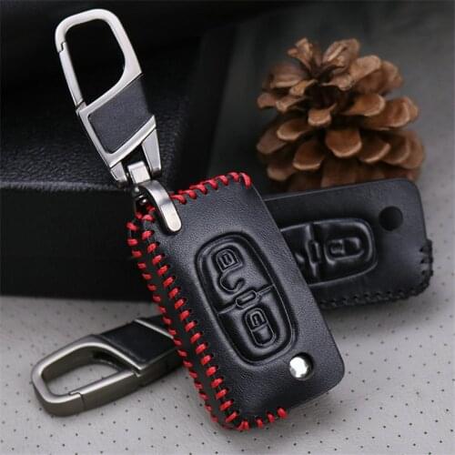 Leather Car Key Cover Case For Citroen Berlingo C1 DS5 C4 Cactus DS3 Xsara DS4 C8 C5 Aircross C3 Picasso Key Ring Cover Styling