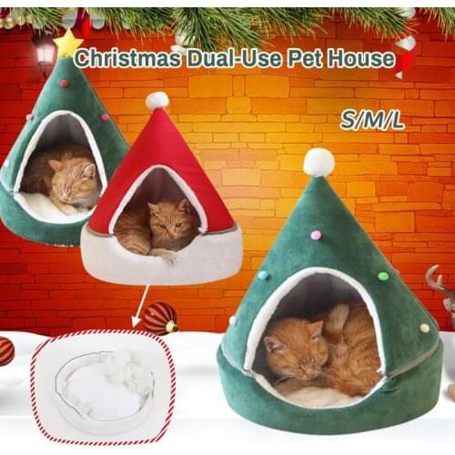 Christmas Tree Shape Pet Cat Bed Cat Dog Sleep Bed Christmas Pet Dog Cat Bed House Soft Comfortable Warm Dog Nest Bed Cat House