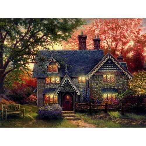 LaoJieYuan Diamond painting landscape tree flowers House DIY Diamond Painting Diamond Embroidery Needlework Home Decoration