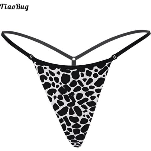 TiaoBug Summer Women Sexy Cotton Dot Leopard Print Bikini Briefs Low Waist Adjustable Open Butt G-String Thong Beach Swimwear