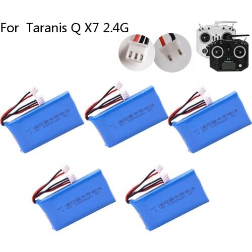 5PCS/lot 7.4V 2200mAh lipo Battery For Taranis Q X7 2.4g Transmitter RC Spare Parts 7.4v high capacity RC Lipo Battery