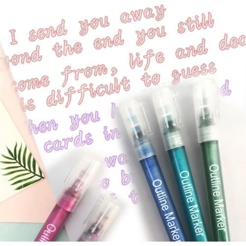 8/24 Colors Outline Marker Large Capacity Ink 0.7/2.0 MM Tip Brush Drawing Alcohol Markers Bullet Journal Pen Art Supplies