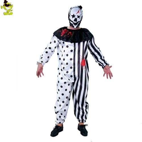 Mens Blood clown party costumes men plus size jumpsuit mask costume Halloween Party cosplay Scary clown costumes