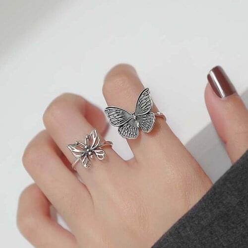 New Trendy Opening Ring Hollow Fly Butterfly Adjustable Rings For Women Birthday Jewelry Gift To Friend
