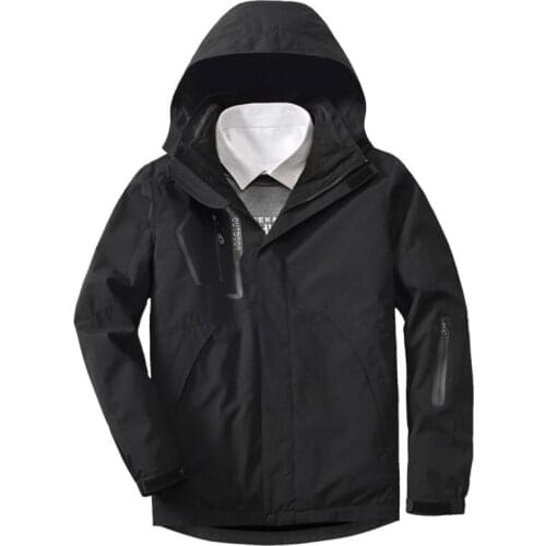 Autumn Winter Waterproof Ski Jacket Coats Men Fleece Warm Jacket 2-in-1 Liner Detachable Windproof Hooded Mountain Windbreaker