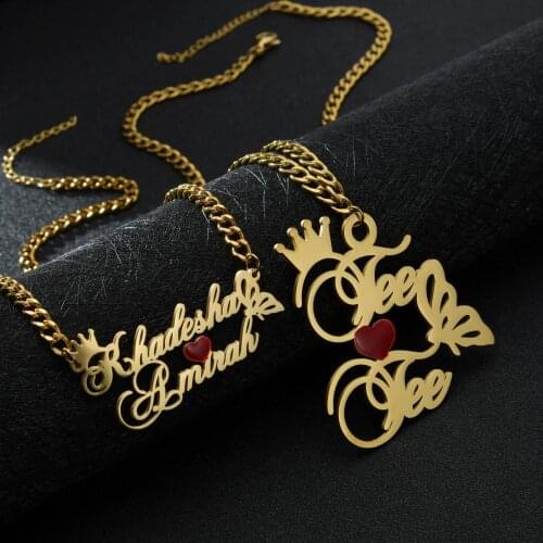 Handmade Any Custom Double Name Necklace Women Men Jewelry Personalized Letter Numbers Pendants Fashion Choker Gift Friendship