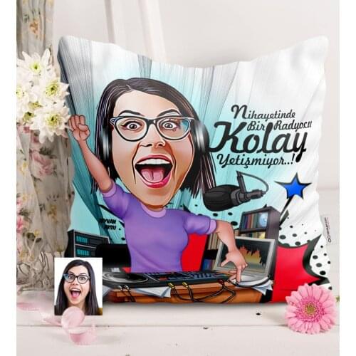 Personalized Women 'S Radio Broadcaster Caricature Of Satin pillow-1