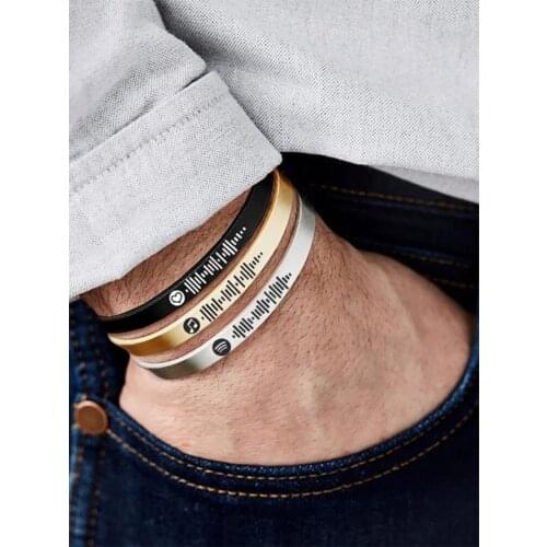 Personalized Music Spotify Scan Code Cuff Bangle For Women Stainless Steel Bracelet Custom Laser Engraving Spotify Code Jewelry