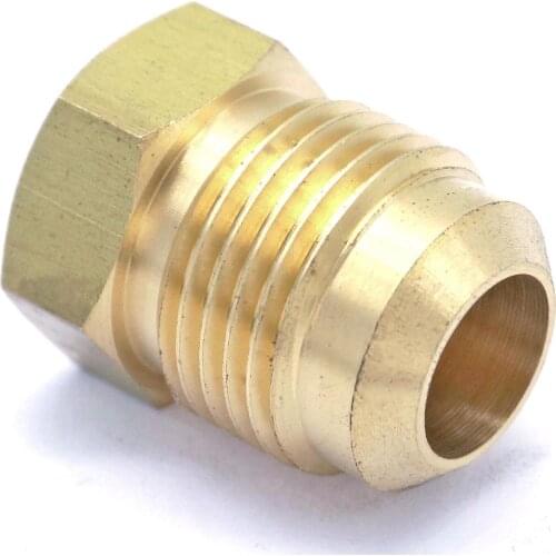 SAE Thread 3/4"-16 UNF Fit Tube OD 1/2" End Plug Brass SAE 45 Degree Pipe Fitting Adapter