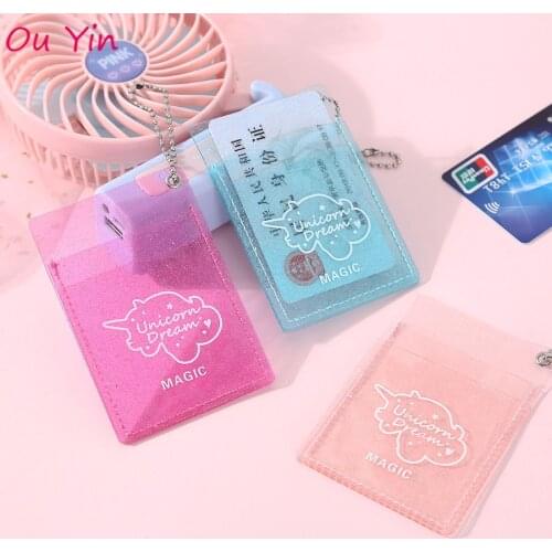 Transparent Sequin Card Holder, Credit Card, Bus Card, Subway Card, Access Card, ID Card, Badge, Protective Cover, Bag Pendant