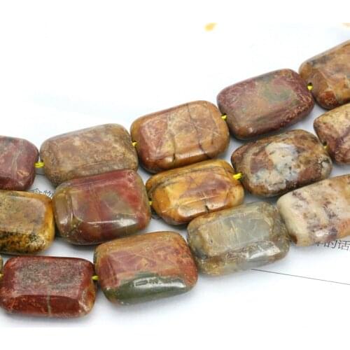 Rectangle multicolor picasso loose beads 13x18mm 15" 2pc/lot DIY stone beads suitable female jewelry making