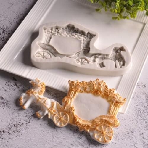 Luxury Carriage Silicone Mold Fondant Cakes Decor Tools Silicone Molds Sugarcraft Chocolate Baking Tools For Cakes Gumpaste Form