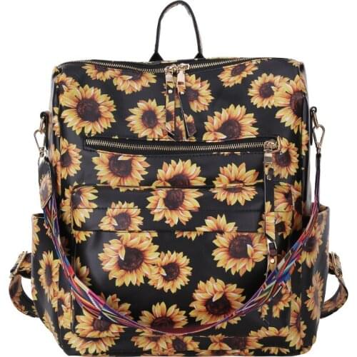Sunflower Girl College School Bag Casual Simple Women Backpack Cow Printe Book Packbags for Teenage Travel Shoulder Bag Rucksack