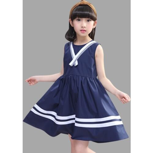 School Dress For Girls Striped Kids Dress Sleeveless Childrens Dress Summer Childrens Clothing 4 6 8 12 Years Kids Clothes