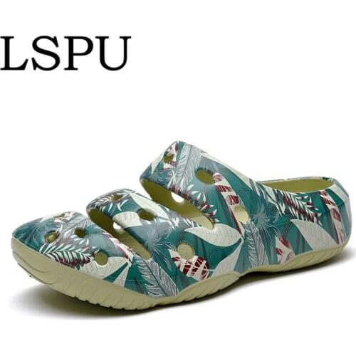 Unisex Leaves Inspired Yeez Slides For Summer Breathable Water Beach Sandals Lightweight Men & Women Slippers Plus Size 35-46