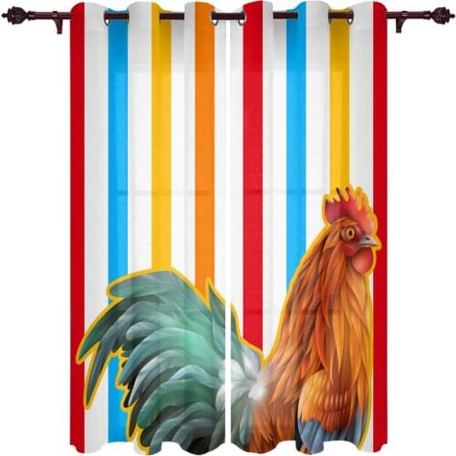 Modern Curtains Striped Cock Vintage Baby Room Bedroom Creative Window Curtains Kitchen Living Room Terrace Valance Curtains