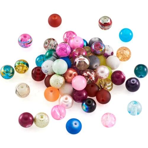 1 Bag Round Spray Painted Glass Beads Mixed Style & Mixed Color Bracelet for jewelry DIY making 4mm 6mm 8mm 10mm 12mm 14mm F60