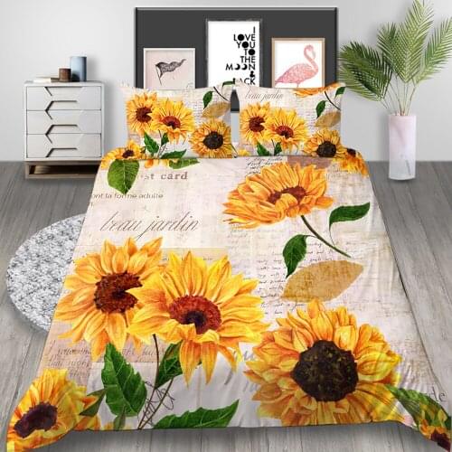 Thumbedding Sunflower Bedding Set Van Gogh Poetic Romantic Duvet Cover Queen King Twin Full Single Double Unique Design Bed Set