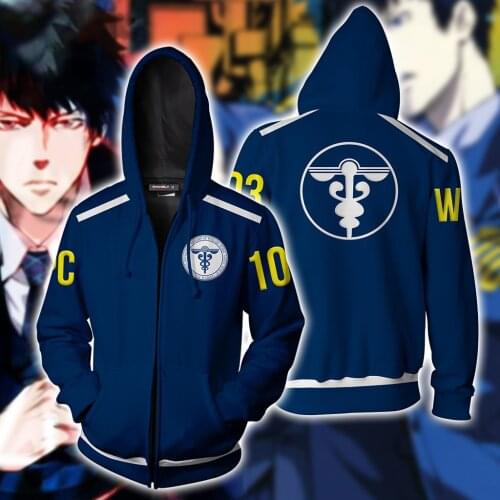 Unisex Anime Psycho-Pass Sweatshirt Cosplay Costumes Zipper Jacket Men Women Hoodie Casual Tracksuit Jacket Hip Hop Tops