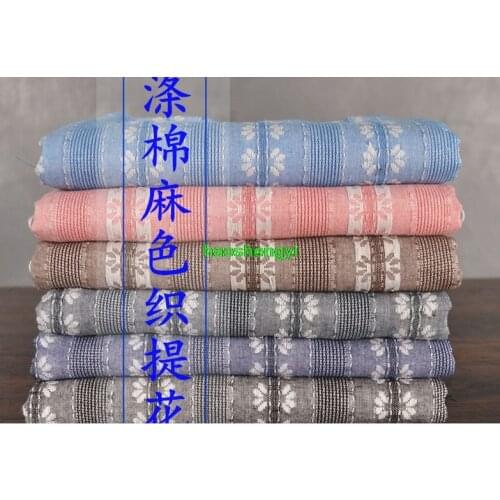 Washed solid color cotton and linen yarn-dyed jacquard plant flower linen garment fabric