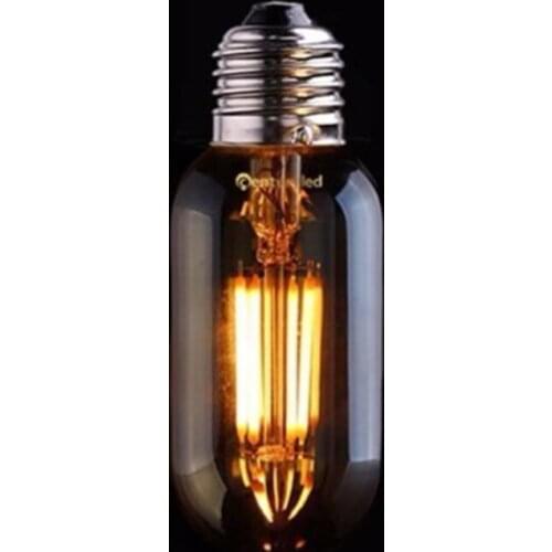 Vintage LED Filament Light Bulb,4W 2700K,Gold Tint,Edison T45 Tubular Style,Decorative Lighting,Dimmable