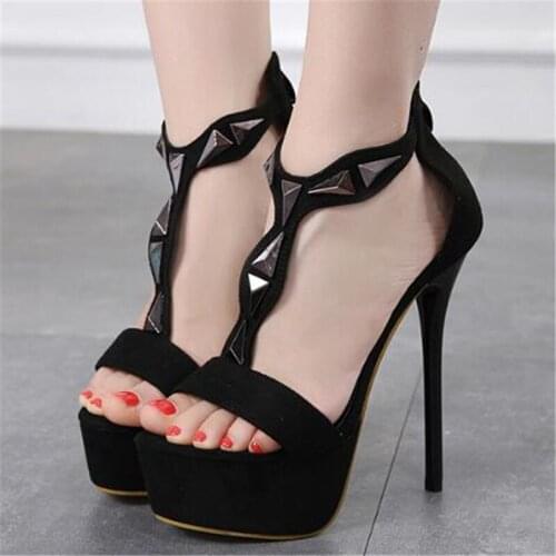 2020 Summer Sandals Women Open Toe Gladiator Flock ZIP Thin High Heels Rivet waterproof Dress Party Wedding shoes for women