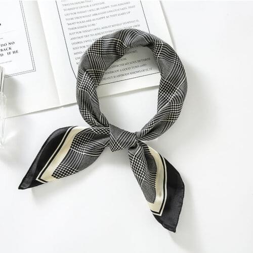 Aurdolf 2020 new scarf women silk square foulard ladys neck hair Scarf design printed plaid kerchief fashion girl hair scarves