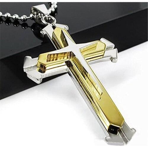 2021 Fashion Cross Stainless Steel Pendant Necklace For Men Women Gold Silver Color Statement Necklace Jewelry Gifts Wholesale