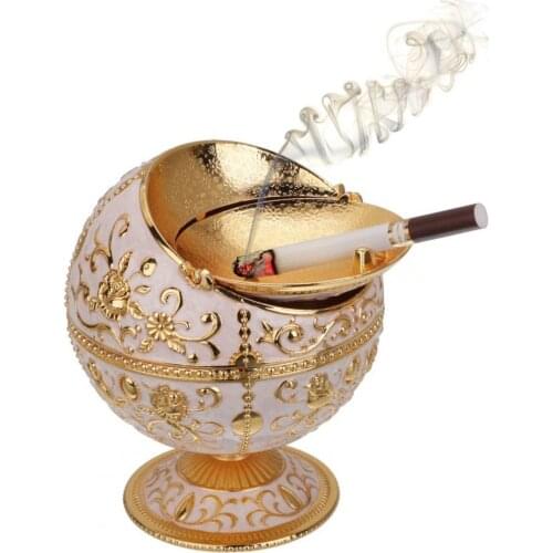 60% Hot Sale Ash Tray Windproof Vintage Zinc Alloy Fancy Gift Ashtray Storage Smoky free Ashtray Case for Living Room