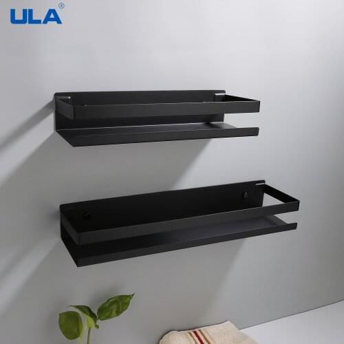 Bathroom Accessories 20-50cm Matte Black Bathroom Corner Shelves Kitchen Wall Shelf Shower Shampoo Storage Rack Organizer