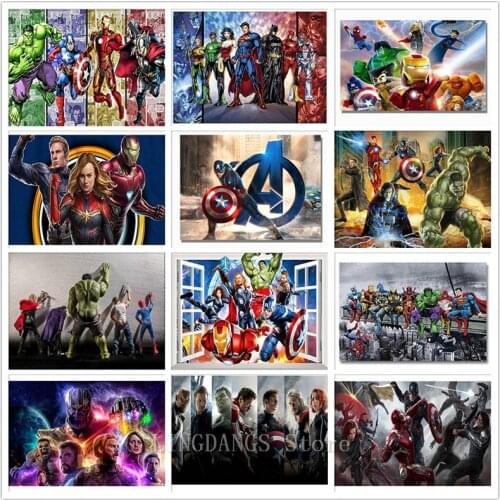 Disney 5D DIY Diamond Painting Marvel Iron Man Captain America Spiderman Hulk Diamond Mosaic Embroidery Cross Stitch Home Decor