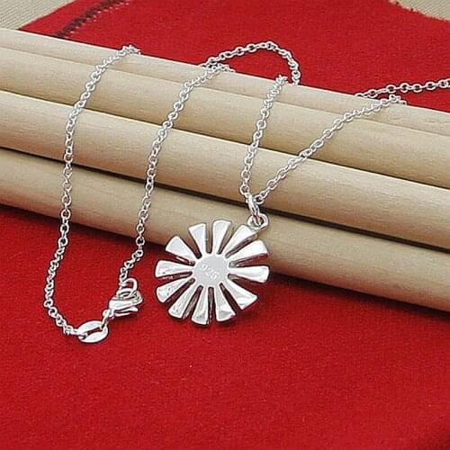 Free Shipping 925 Silver Necklaces Classic Fan Chain Necklace Pendant For Women Lady Jewelry Gifts