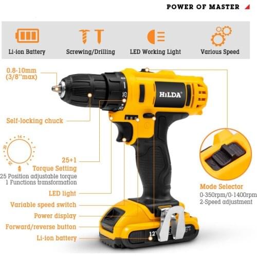 21V Household rechargeable lithium electric drill electric screwdriver pistol type hand electric drill drill chuck tool