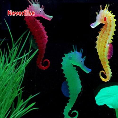 Aquarium Fish Tank Decorative Ornament Artificial Hippocampus Red/Green/Orange Fluorescent Floating Waterscape Underwater home